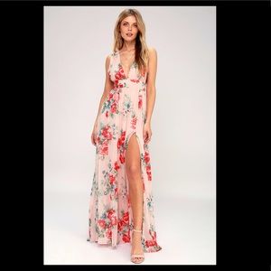 Lulu's Garden Meandering Floral Print Maxi Dress